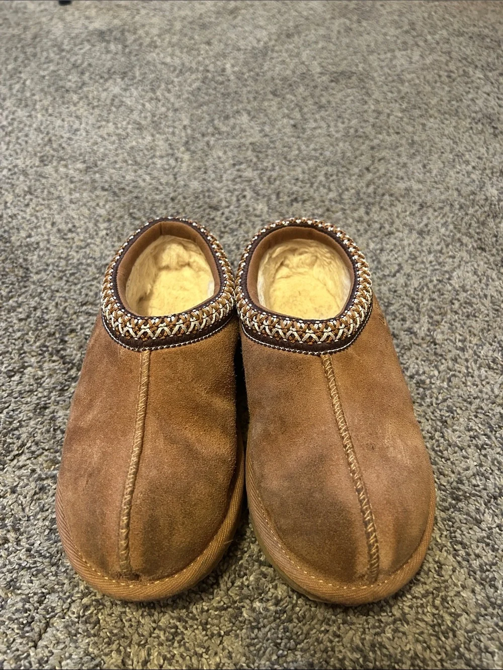 UGG Kids Chestnut Brown Suede Shearling Clog Slippers